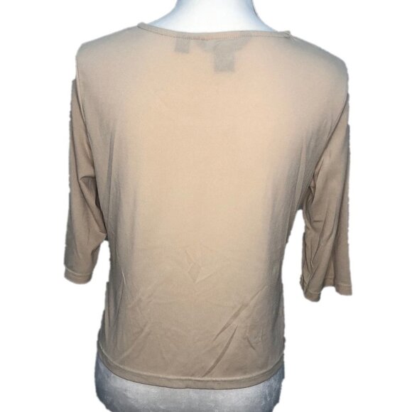 INVESTMENTS PETITE (PM) Beige twist front top - Picture 2 of 4